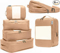 6-Pack Compression Packing Cubes Travel Essentials - Lightweight, Water-Resistant Luggage Organizer Bags with Handles, Durable Travel Accessories Suitcase Organizer (Mocha)