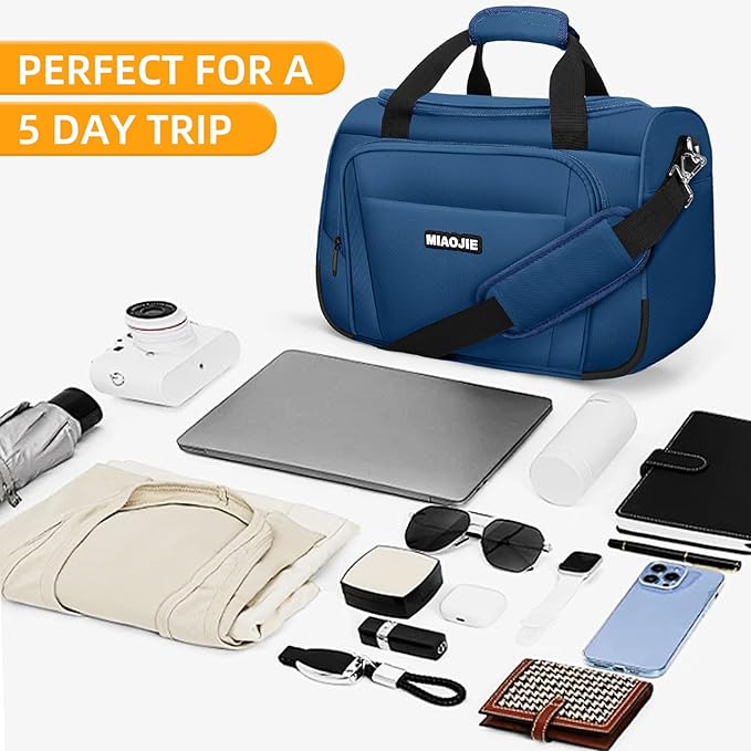 Underseat Carry On Luggage Lightweight Travel Tote Weekender Bag Overnight Duffle Bag for Travel, Travel Essentials Personal Item Travel Bag for Women and Men,Blue-18Inch