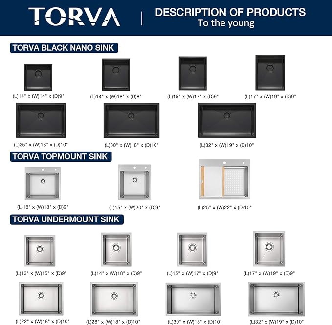 TORVA 15 x 17 Inch Undermount Kitchen Sink, Premium 304 Stainless Steel Bar Sink - 9 Inches Deep Basin Single Bowl Sink