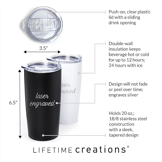 Lifetime Creations Personalized Basketball Coach Tumbler: Custom Basketball Coach Gift, Coaches Coffee Travel Mug from Team, Insulated Engraved Stainless Steel 20 Ounce Cup (Matte Black)