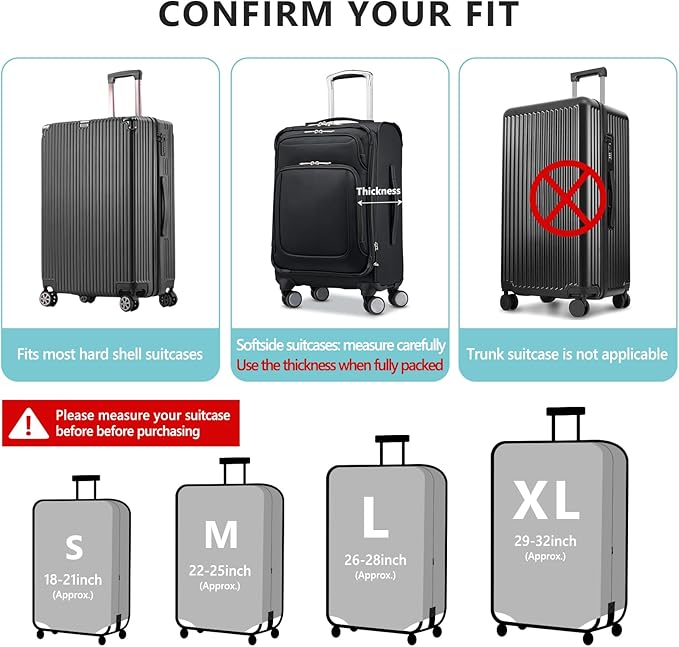 Travelkin Luggage Covers With Tag For Suitcases Tsa Approved,Suitcase Covers Protector Fit 18-32 Inch Luggage,M