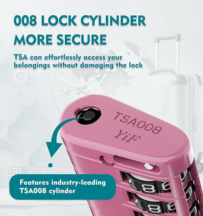 ANVIL TSA Approved Luggage Locks – High Security TSA008 Combination Travel Locks with Inspection Indicator for Suitcases and Backpacks. (2, Rose Purple)