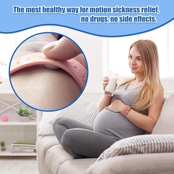 Hion Motion Sickness Bracelets Sea Sickness Wristbands for Motion Sickness/Morning Sickness/Pregnancy Nausea Anti Nausea Wristband Acupressure Nausea Bands Motion Sickness Bands（2Pairs-Bule+Beryl）