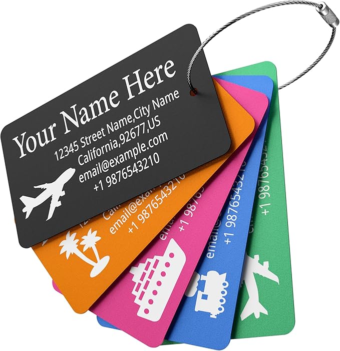Luggage Tags for Suitcase - Personalized Engraved Metal Tag for Cruise Travel - Custom Name Tags Suitable for Bags and Backpacks(Green)