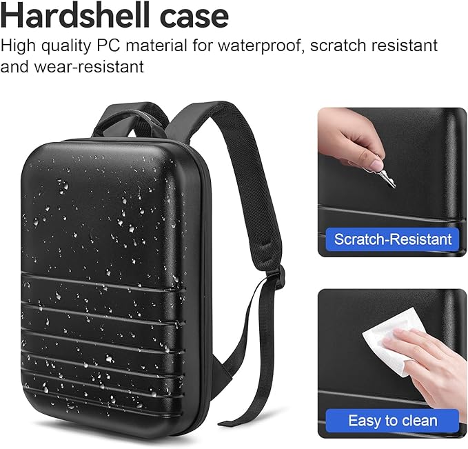 SOKOK Carry On Travel Backpack Waterproof Business Backpack with Laptop Compartment, Slim Hardshell Computer Backpack for Men and Women, Black