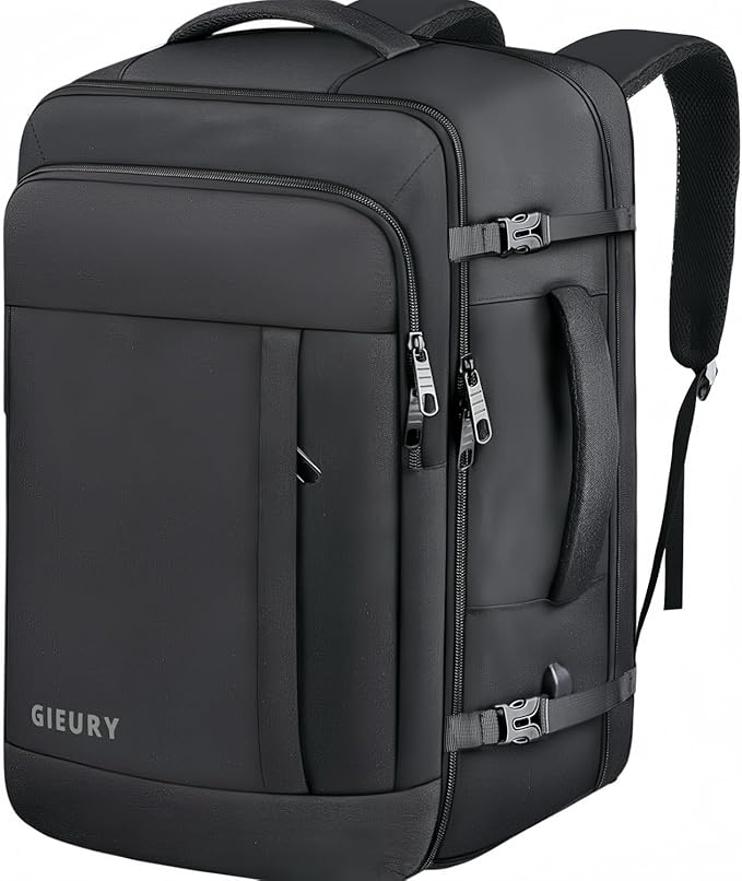 55L Carry On Backpack, Extra Large Travel Backpack for Men & Women, Expandable 60L Big Capacity Bag For Airplanes, Travel Gifts for Men Women, Fits 18.4 Inch Laptop, Luggage Suitcase Daypack, Black