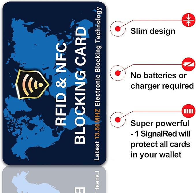 SaiTech IT 2 Pack RFID Blocking Card NFC Contactless Debit/Credit Card ATM Passport Protector ideal for Men & women slim with World map design perfectly fit in wallet - Blue