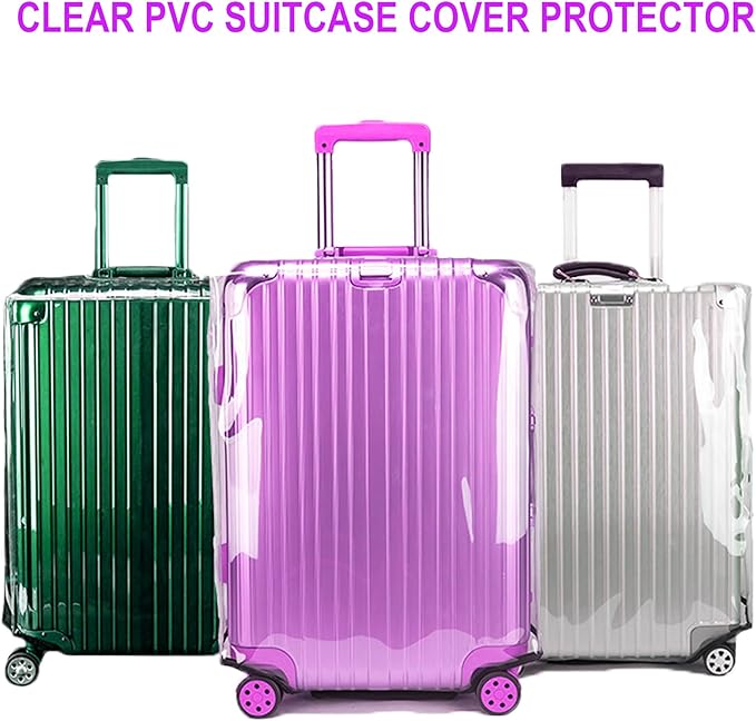 24 Inch Full Clear PVC Suitcase Cover Protectors for TSA Approved Travel Luggage Protector Covers Set Transparent Luggage Case Suitcase Suitable for 24"-25" Full Clear