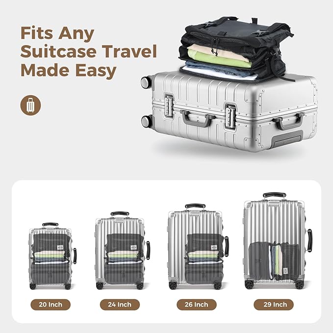 Hanging Packing Cubes for Travel – Portable Closet Organizer with Shoe Compartment, Compression Travel Shelves for 24–32 Inch Suitcases, Foldable Carry-On Packing System