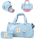 Cute Preppy Gifts for Girls-Girl Gym Bag with Shoe Compartment, Kid Personalized Weekender Overnight Bags, Initial Travel Tote with Makeup Pouch, Chenille Gift for Teen (Letter D)