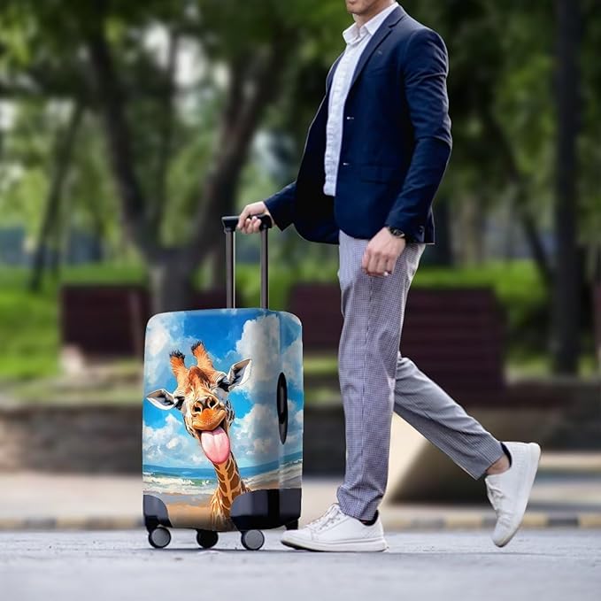 Giraffe Luggage Covers for Suitcase Universal Travel Luggage Cover Suitcase Protector Fits 18-21 Inch (Size S) Anti-Scratch Suitcase Covers Travel Essential Funny Animal Baggage Cover