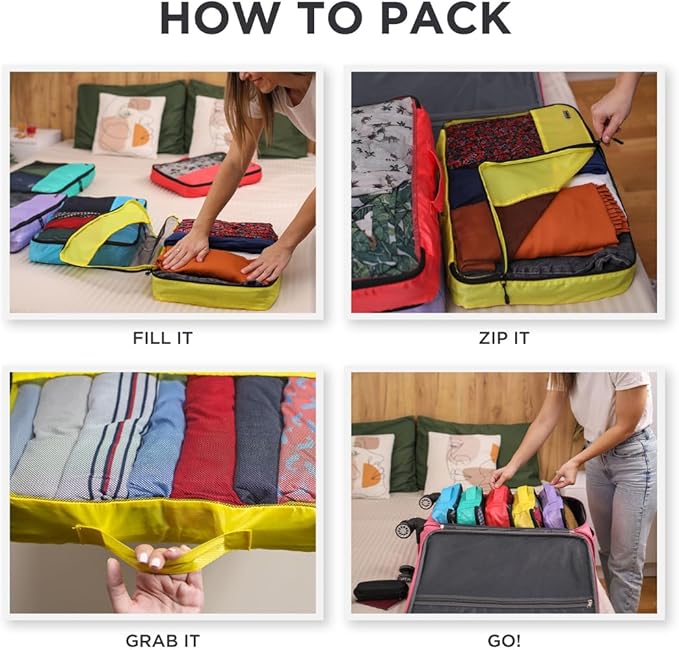 Medium Packing Cubes for Suitcases - 5 Pcs set of Packing Cubes for Travel Carry on Suitcase Organizer Bags - Travel Cubes Organizer Bags for Luggage
