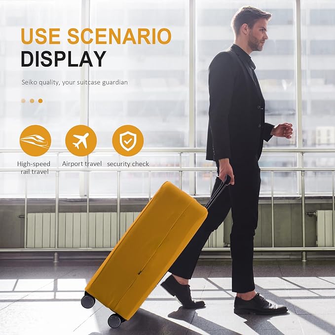 Travel Luggage Cover Suitcase Protector Scratch-Resistant Fit 19-31 Inch Suitcase, Not Included Suitcase (Yellow, SX(22-23 inch))