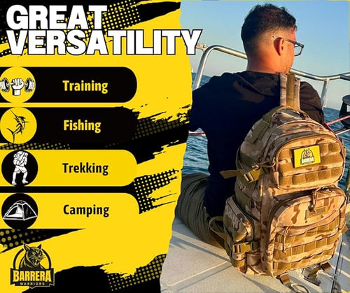 25 L Tactical Backpack: durable military-style backpack with MOLLE system for everyday use, travel, gym, hiking, fishing, camping, and outdoor sports. (MULTICAM CAMO 25L)