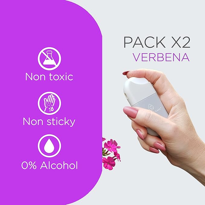 POCKET CARE | 2 Pack Verbena Scented Hand sanitizer Spray 15 ml - Spray for Hands | Organic Moisturizing Spray | Travel Size - Travel Accessories | 100% natural (Lemon Verbena)