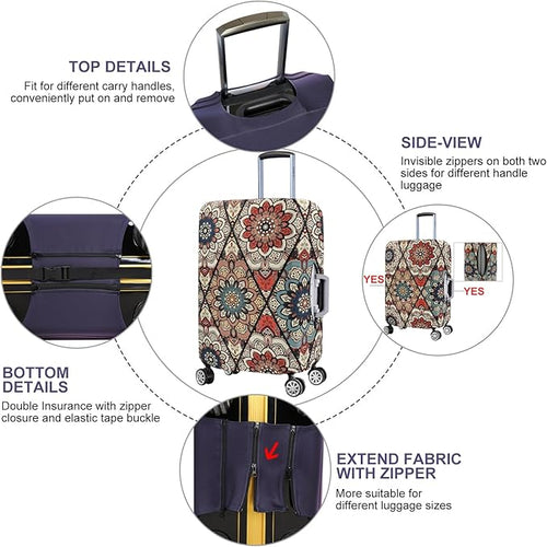 7-Mi Travel Trolley Case Cover Protector Suitcase Cover 29"-30" Trolley case Luggage Storage Covers for Men Women, Retro