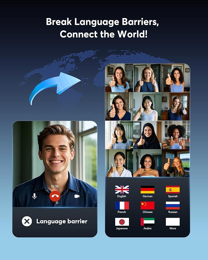 AI Translation Earbuds Real Time, 3-in-1 Translator Earbuds 144 Languages & Accents, Audifonos Traductores Inglés Español,Open Ear Wireless Headphones with Charging Case fit iOS & Android