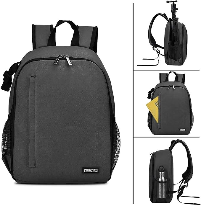 CADeN Camera Backpack Bag Professional for DSLR/SLR Mirrorless Camera Waterproof, Camera Case Compatible for Sony Canon Nikon Camera and Lens Tripod Accessories Gray