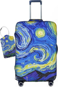 Vincent Van Gogh Starry Sky Night Luggage Cover Washable Suitcase Protector, Luggage Tag Travel Birthday Gifts For Men Women (L 26-28 Inch Luggage)