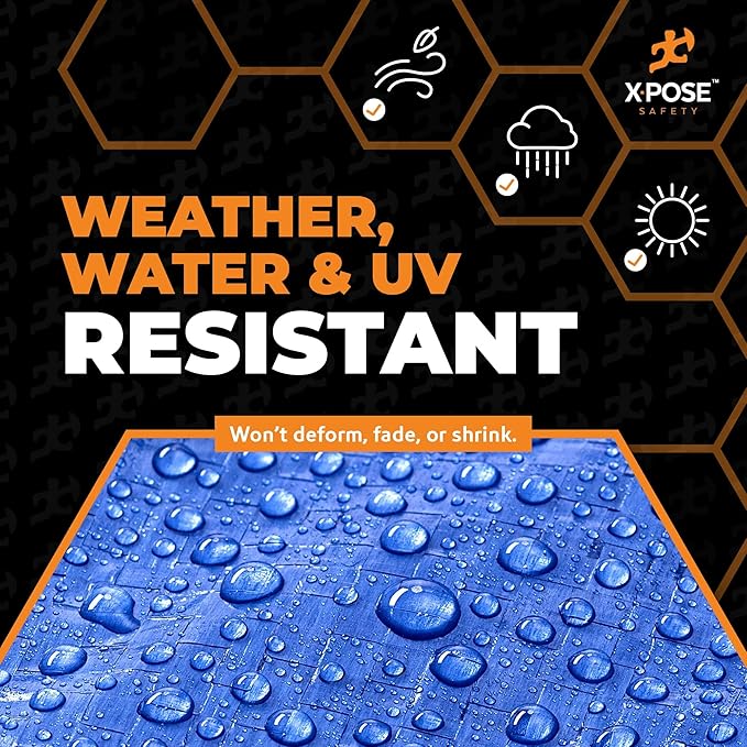 Better Blue Poly Tarp 16' x 20' - Multipurpose Protective Cover - Durable, Water Resistant - 5 Mil Thick Polyethylene - by Xpose Safety