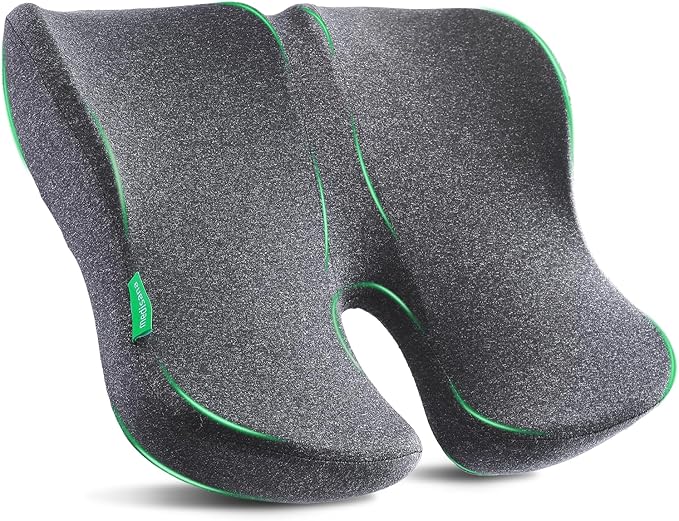 Seat Cushion, SC 150G Seat Cushions for Office Chairs, Car Seat, Wheelchair - Sciatica & Tailbone & Coccyx Pain Relief Pillow for Driver Sedentary People（Size:19.6 * 16.6 * 3.7 in-Grey）