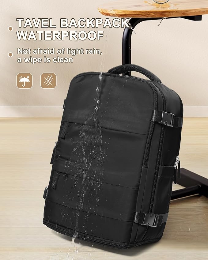 coowoz Travel Backpack Carry On for Women Man Black Gym Backpack with Laptop Compartment Mochila de Viaje Teacher Personal Item Backpacks Rucksack Airplane Accessories Must Haves Small