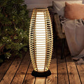 Grand patio Floor Lamp Outdoor Lamp Patio Lights Solar Powered Lantern Weather-Resistant Wicker Deck Lights, Lamp Large-Sized for Garden (Austin Natural Brown)