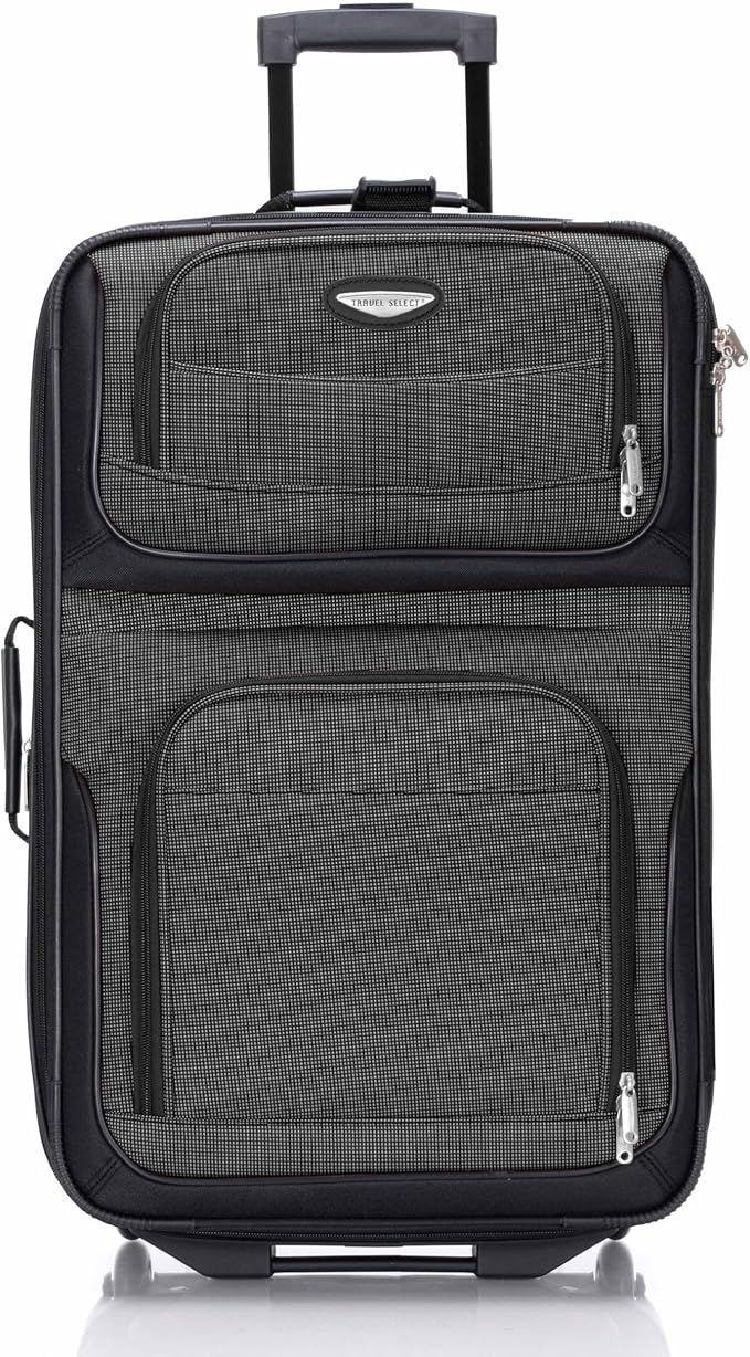 Travel Select Amsterdam 8-Piece Softside Expandable Luggage Set, Lightweight 2-Wheel Suitcases with Packing Cubes & Travel Tote, Durable Polyester Construction, Gray