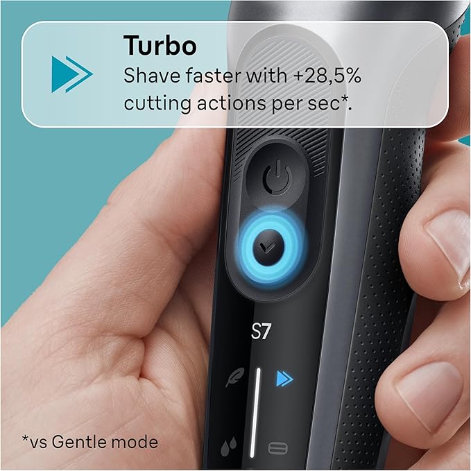 Braun Electric Shaver for Men, Series 7 7120s, Wet & Dry Shave, Turbo & Gentle Shaving Modes, Waterproof Foil Shaver, with Precision Trimmer, Space Grey