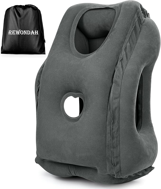 Rewondah Inflatable Travel Pillows for Airplanes | Airplane Pillow for Long Flight | Travel Plane Pillow for Airplanes Sleep Support | Blow up for Long Flights to Avoid Neck Pain