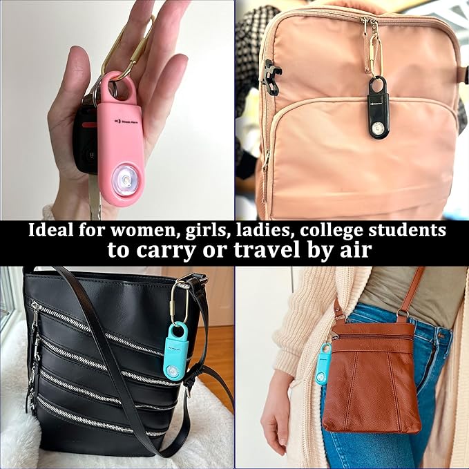 130dB Personal Safety Alarm Strobe Light. Loud Sound SOS Emergency Alerts with Carabiner. Self Defense Keychain Siren for Women, Elderly, Children, Night Runners, Hiking. Bear Alarm Deterrent. Aqua