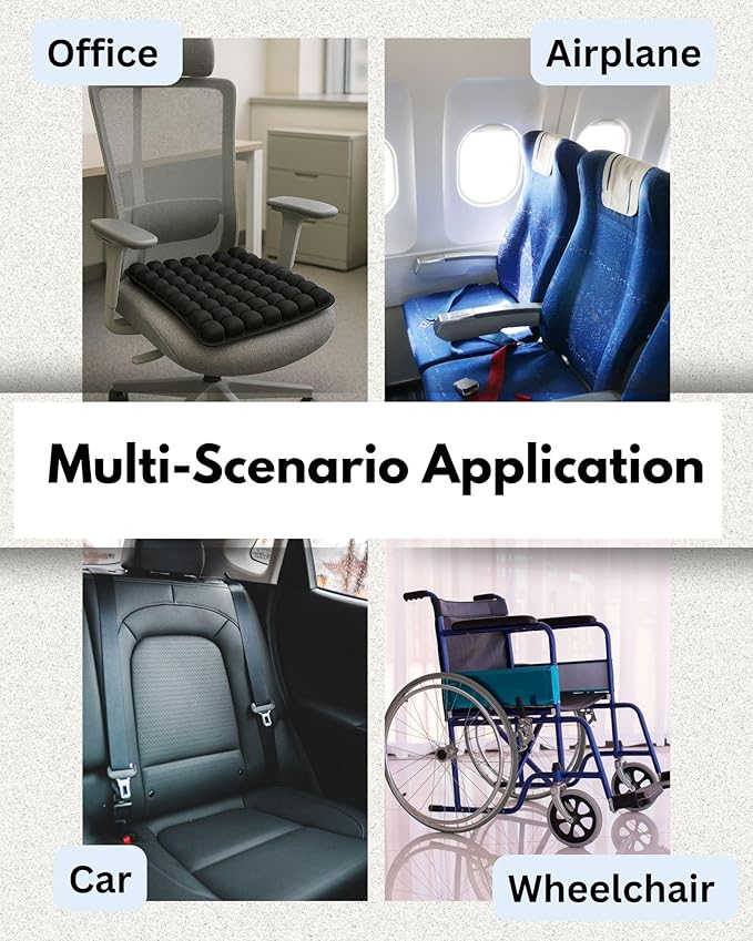 56 Air Cells Travel Cushion, 3D Inflatable Seat for Airplane, Car, Office Chair & Wheelchair, Portable & Comfortable Air Cushion for Long Flights, Driving & Sitting