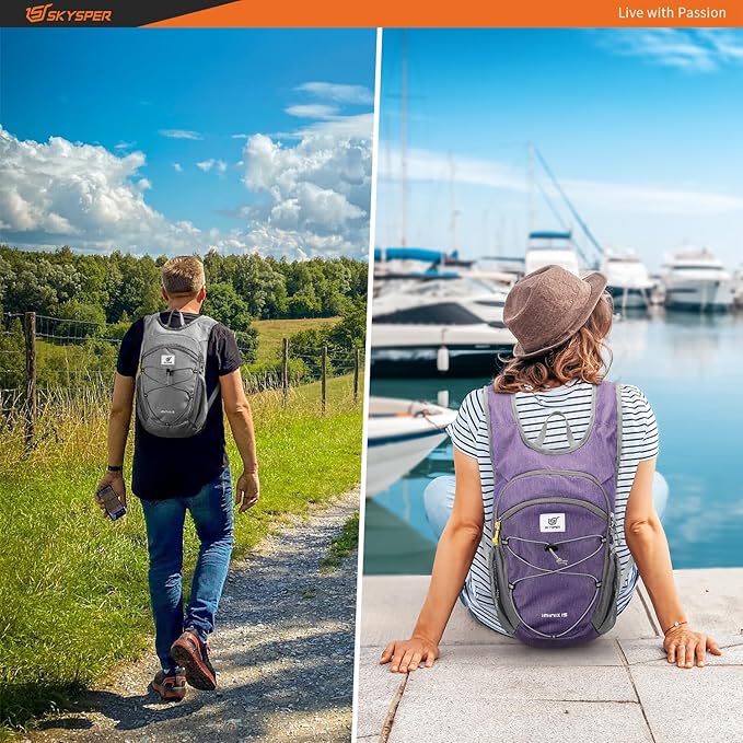 SKYSPER 15L/20L Foldable Hiking Backpack Lightweight Packable Travel Daypack with Chest Strap Small Folding Pack for Walking
