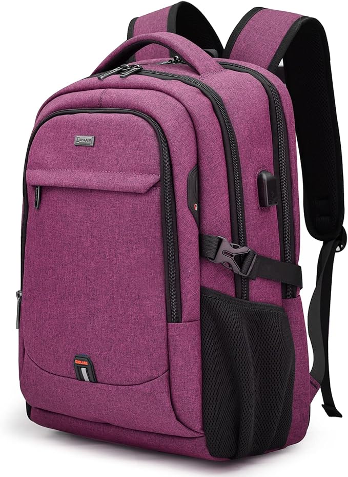 DUSLANG 17 Inch Laptop Backpack for Travel Water Resistant College Backpack for Women Laptop Bag with USB Charging Port Work Backpack,Rose