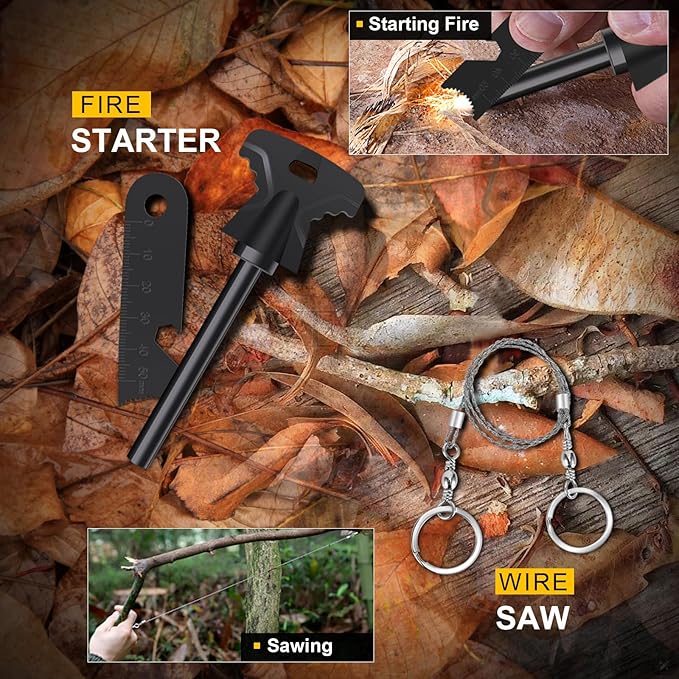 14-in-1 Survival Kit for Men - Premium Outdoor Survival Gear Set with Tactical Tools for Dad, Husband, Him - Camping, Hiking, Fishing Essentials for Men & Teen Boys