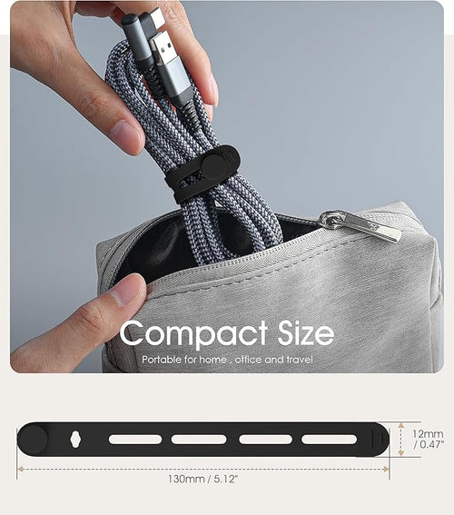 20Pcs Nearockle Silicone Cable Ties, 5.12 Inch Adjustable Cord Organizer Reusable Zip Ties for Charging Cords Earphone Computer Wire, Office Desk Cable Management Travel Accessories(Black)