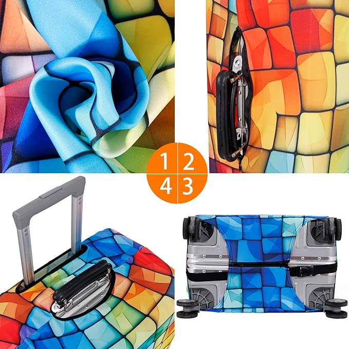 MosaiRudo Travel Luggage Covers For Suitcase Tsa Approved,Suitcase Cover Protector Fit 18-32 Inch Luggage Travel Accessories (T2506, XL)