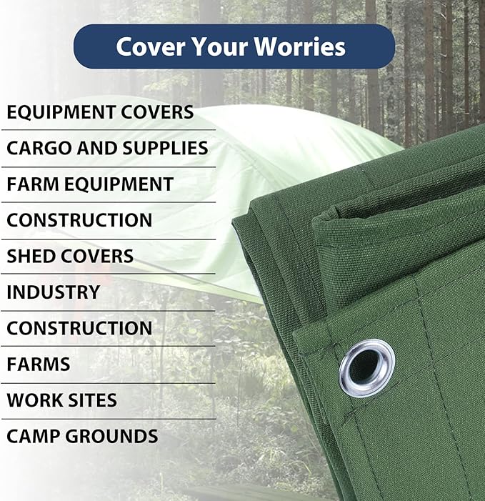 5’x7’ Canvas Tarps Heavy Duty Waterproof Tarpaulins with Aluminum Grommets,UV Resistant, 22Mil Multipurpose Drop Cloth, 14oz Durable Cover Sheet for Outdoor and Indoor Use with Ropes.