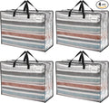VENO 4 Pack Heavy Duty Moving Bags, Storage Bags, Packing Supplies, Top Zipper, Storage Totes for Camping, Clothes, Bedding, Comforters, Pillows (27 Gallon Clear, 4 Pack)