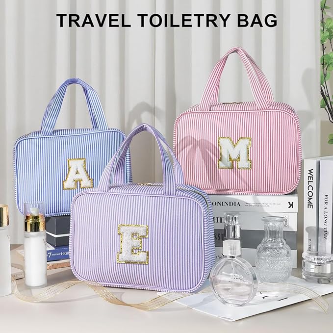 TOPEAST Travel Toiletry Bag for Women - Hanging Toiletry Bag, Large Capacity Personalized Travel Toiletry Bag and Makeup Bag, Travel Essentials Portable Toiletries Travel Bag - Letter D, Purple