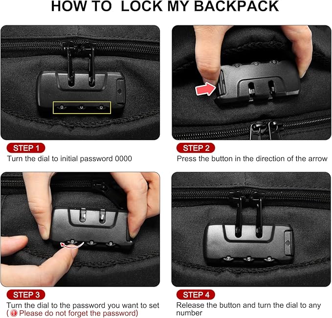 LOVEVOOK Travel Laptop Backpack Waterproof Anti Theft with Lock and USB Charging Port Large Computer Business Backpack for Men Women College (15.6 inch,Red)