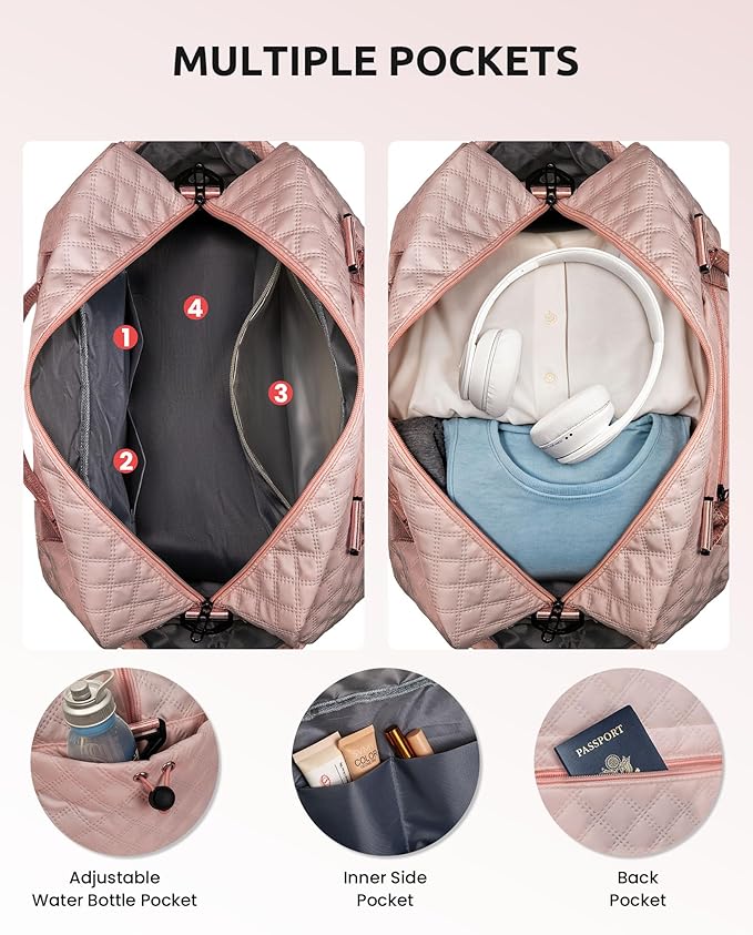 Gifts for Daughter-Girls Initial Duffle Bag with Shoe Compartment, Kids Weekender Bag, Monogram Overnight Bag, Letter Travel Bag with Makeup Bag，Sister Friend Girlfriend Gifts (Letter M)