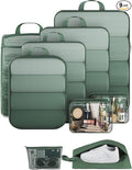 Veken 9/11 Set Compression Packing Cubes for Travel Essentials,Compressible Expandable Large Luggage Suitcase Organizer Bags for Clothing,Durable Space Saver Storage Bags(Dark Green)
