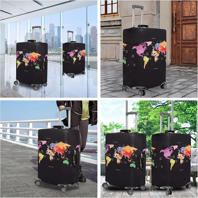 MosaiRudo Thicker Luggage Cover Elastic Suitcase Cover Protector Fits 18-32 Inch Suitcase Travel Accessories (TKM0044, M)