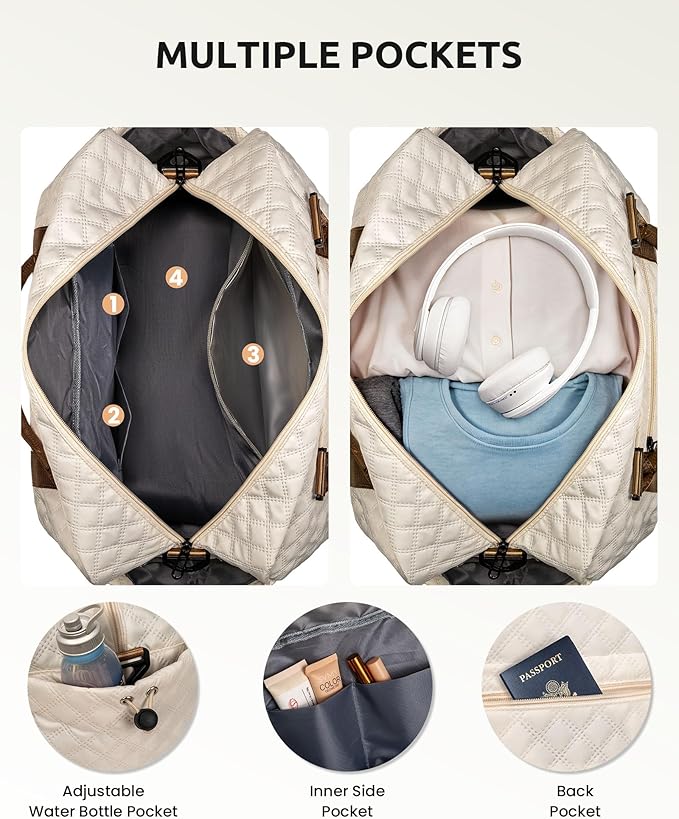 Gifts for Friends-Initial Duffle Bag with Shoe Compartment, Personalized Weekender Bag, Monogram Overnight Bag, Travel Bag with Makeup Bag，Birthday Gifts Bag for Daughter Sister (Letter I)