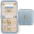 Vlando Wedding Gifts for Women, Jewelry Box, Bridal Shower Gifts, Bridesmaid Gifts for Wedding Day Bride Gifts, Personalized Jewelry Case - Letter D, Blue