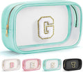 YOOLIFE Initial Clear Makeup Bag | Waterproof Large Travel Makeup Bag | Personalized Travel Beach Toiletry Bag | Clear Makeup Bags With Zipper | Teacher Teen Girls Women Birthday Gifts G Blue G