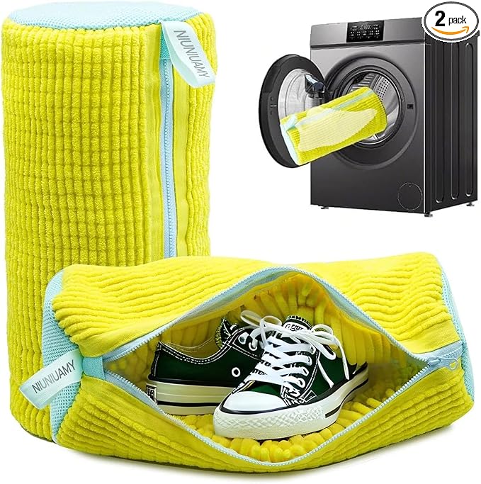 Shoe washing machine bag,Sneaker Laundry Bag for Shoes, Reusable and Durable Shoe Laundry Bag for Washer and Dryer,Suitable for cleaning shoes, gym, tennis, basketball, shoe storage (Yellow -2 pieces)