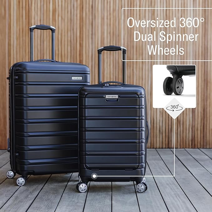 Samsonite Omni 2 Carry-On Hardside Luggage with 360° Spinner Wheels - Scratch Resistant Hardshell - TSA, Airline-Approved - Expandable Polycarbonate Shell for Lightweight Travel - Midnight Black