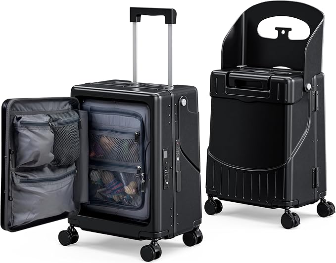 24" Ride-On CHECKED Luggage with Child Seat – Kids Travel Stroller Suitcase | 40L Large Capacity, USB Port & TSA Lock | Durable ABS+PC Hard Shell